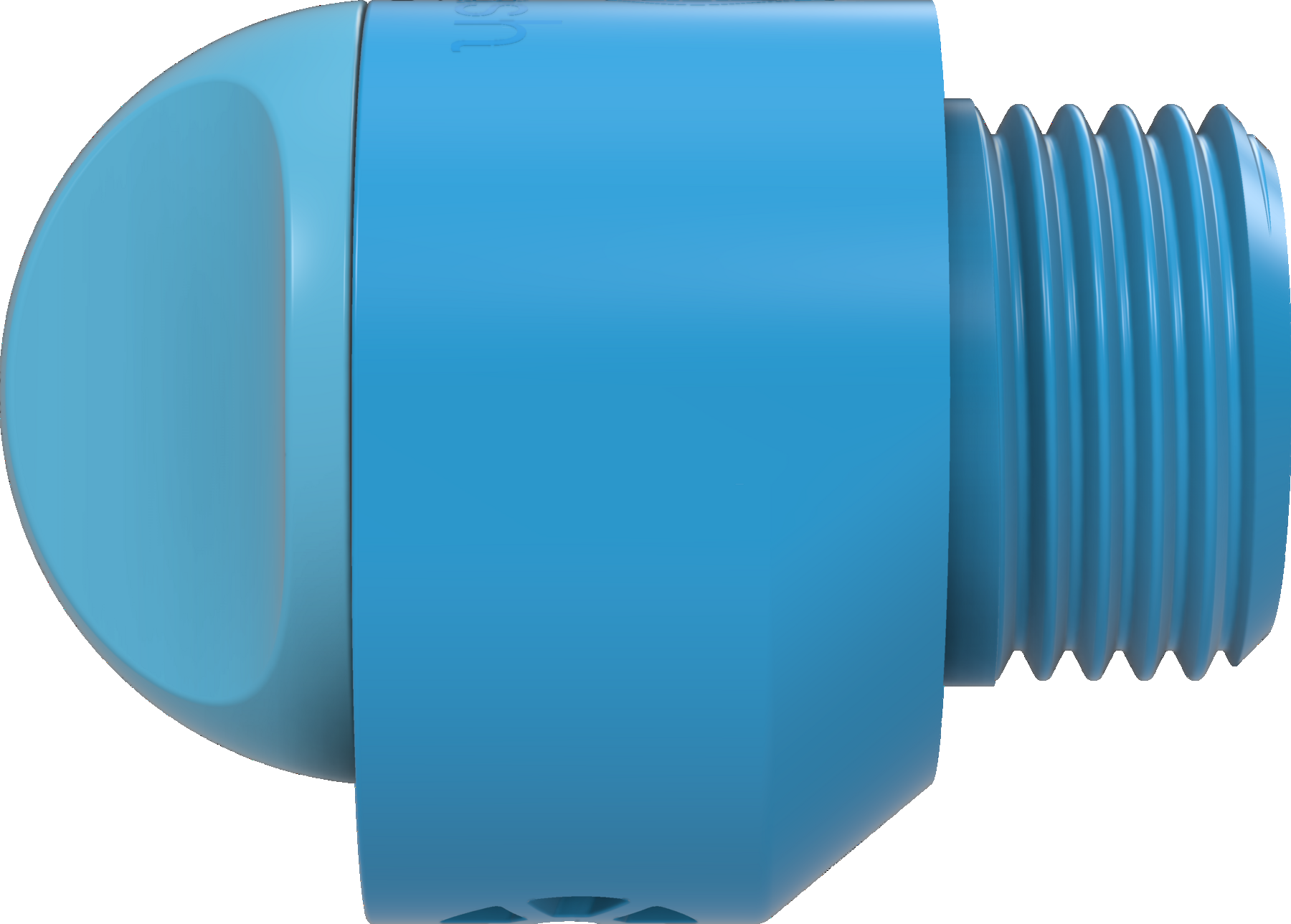 Side view of the Splash Durable Tap, showing the domed knob, stepped front, wrench flats and threaded connection.